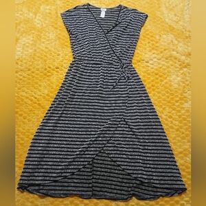 Caution To The Wind Black & Grey With A Cute Detail Simulating A Wrapping Dress.